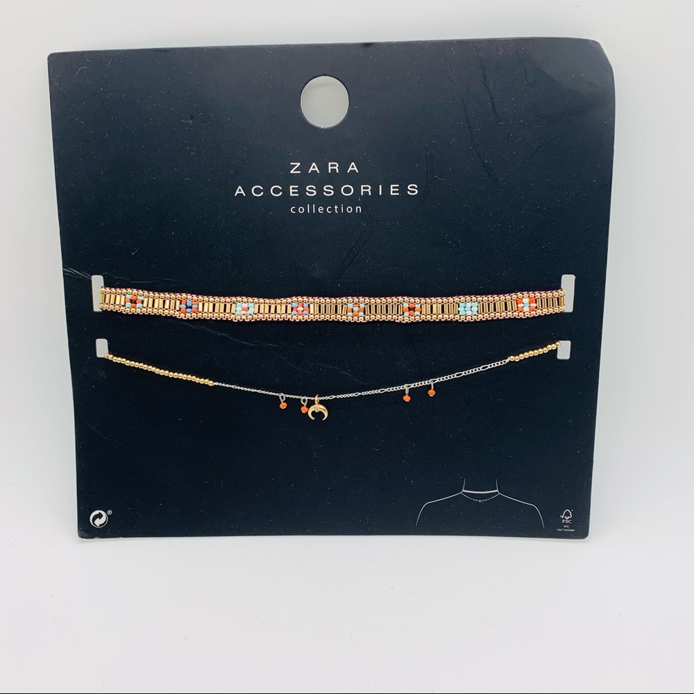 NWT Zara Accessories Two Gold Chokers - Picture 1 of 3